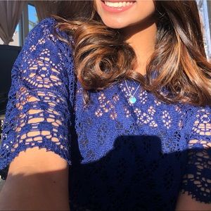 Lace blue shirt